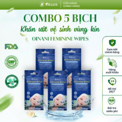 Combo 5 bịch khăn ướt vệ sinh vùng kín cao cấp hàng ngày – Oinani Feminine Wipes – 50 tờ